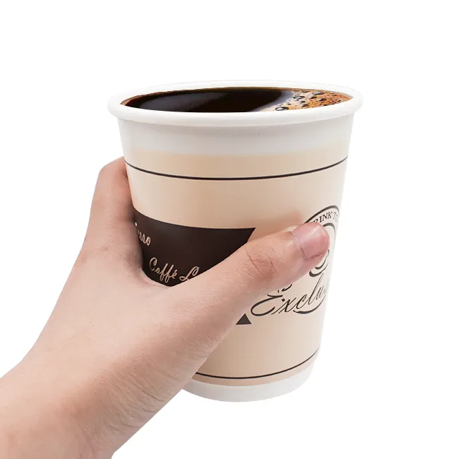 Toptan geri dönüşümlü ucuz baskılı tek kullanımlık kağıt kahve fincanları kağıt çay bardağı