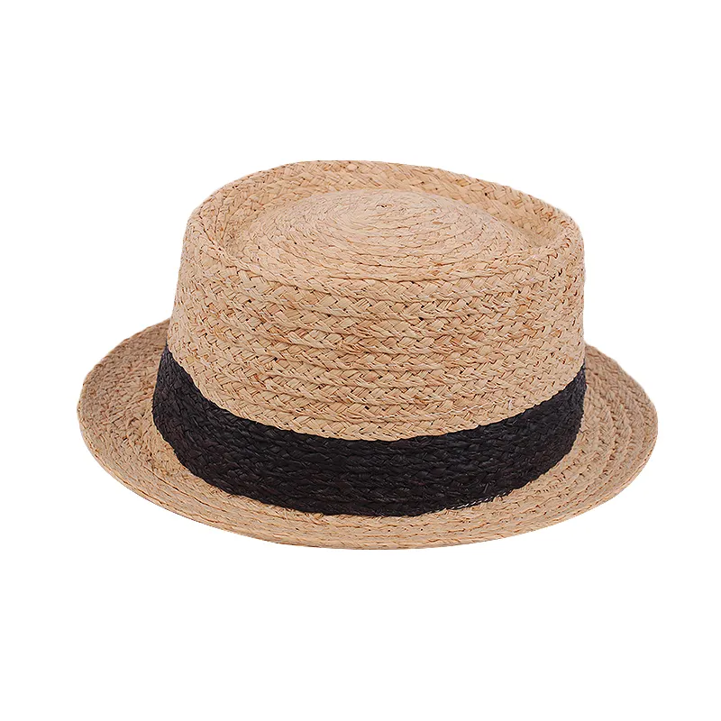custom packable straw sun cap pork pie hat