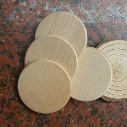 Disque rond en bois de hêtre blanc, pièces de monnaie en bois naturel, 2 ", 4 pouces