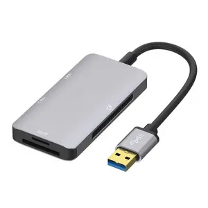 Metal USB 3.0 TO 2*USB 3.0 SD TF CF camera Card Reader