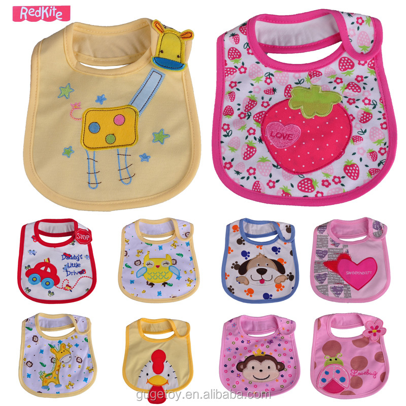 высокое качество 100% хлопок водонепроницаемые детские нагрудники оптовая продажа милые слюни нагрудники с различными типами