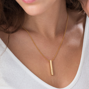 ठीक गहने गुलाब सोने खड़ी बार हार कस्टम उत्कीर्ण नाम हार महिलाओं के लिए - Product Image 5