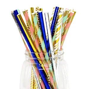 Hot Sale 25pcs per opp bag Thin Striped Paper Straws Drinking Art Party Straws