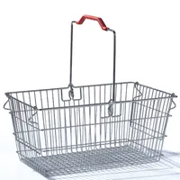 Atacado cestas de compras com alças de supermercado pequeno fio de metal cosméticos