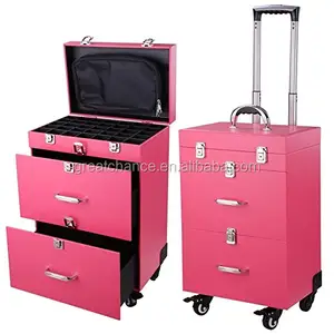 AW Profesional 14X9X20 "Seniman Kuku 4 Roda Bergulir Makeup Case Kosmetik Artis Trolley