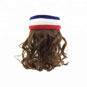 Pelucas personalizadas para aficionados del fútbol, fábrica China, <span class=keywords><strong>80s</strong></span>, mullet azul, peluca con banda - Product Image 5