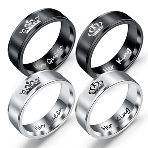 Anelli Promessa per Coppie, Anelli Sportivi Economici Personalizzati, Anello <span class=keywords><strong>Re</strong></span> e Regina - Product Image 1