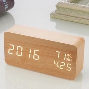 Bằng Gỗ PVC Đa Chức Năng Nhiệt Kế Báo Thức Kỹ Thuật Số Màu LCD Hiển Thị Đồng Hồ - Product Image 1