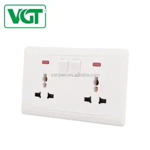 Green And Eco-friendly Electric Power Double Switched Socket With Neon PC Wall Switch/universal Socket/electrical Accessories