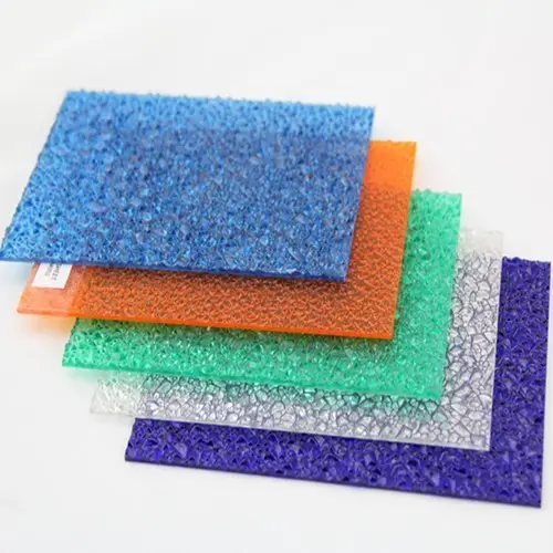 Hangmei Diamonds Embossed Crystal Polycarbonate Plastic Sheet Markrolon Multi Color Choice Ground Clouded Frosted Glass