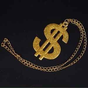 Collar con Signo de Dólar Estadounidense Dorado, Estilo Punk, Disfraz de <span class=keywords><strong>Rapero</strong></span> Hip Hop de los 80 - Product Image 1