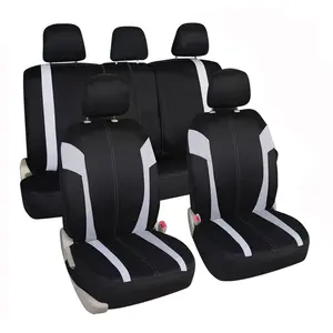 Breathable Cloth Full Set 11pcs Car Seat Cover Custom Logo Universal Fit Seat Cover With Black/White