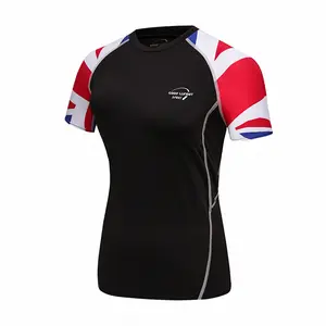 Entrenamiento gimnasio lycra compresión surf camiseta traje de baño de manga corta mma rashguard