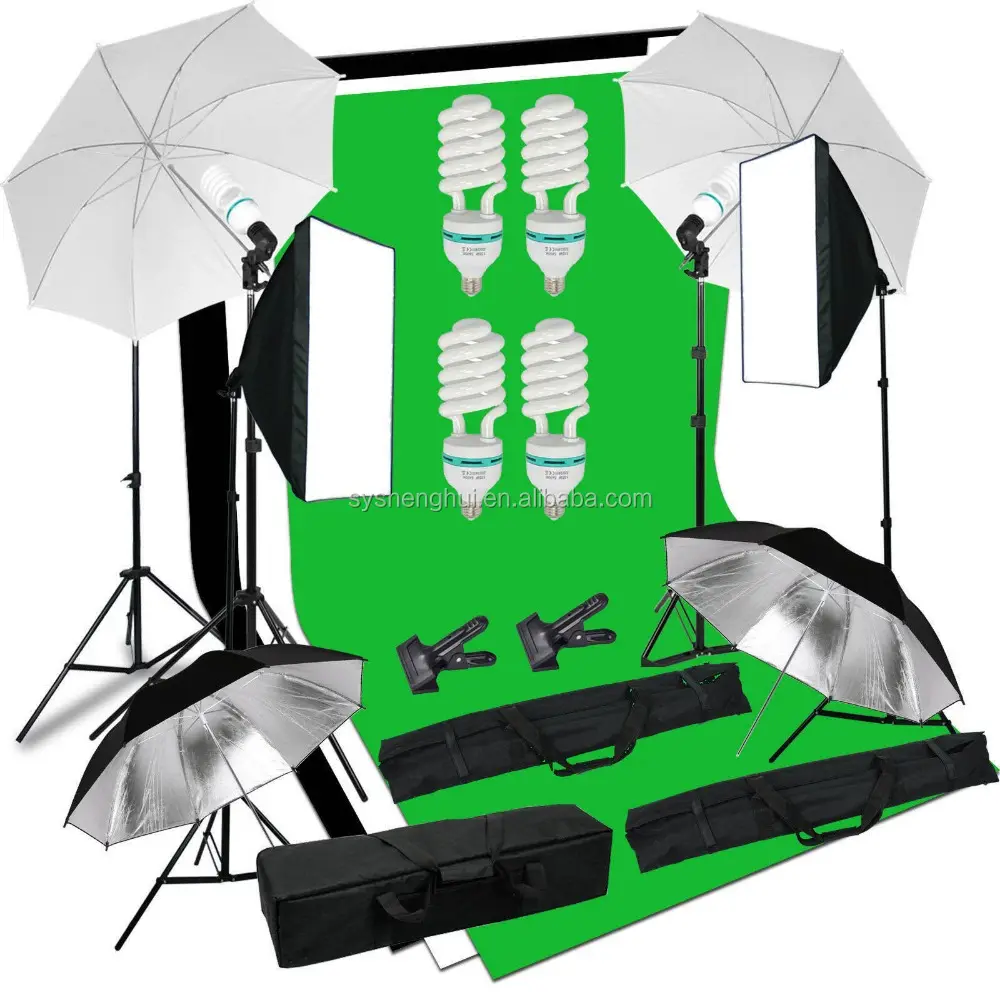 Foto Studio Continue Softbox Paraplu Verlichting Kit Achtergrond Light Stand Set