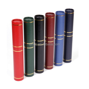 Tube de <span class=keywords><strong>diplôme</strong></span> en cuir sur mesure de vente chaude/défilement avec cercles <span class=keywords><strong>et</strong></span> logo en feuille d'or - Product Image 1