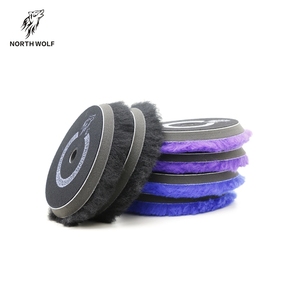 Tampon de polissage en laine noire North Wolf 6 pouces 100% laine Matériel Tampons de polissage à double action <span class=keywords><strong>pour</strong></span> polissage de voiture - Product Image 5