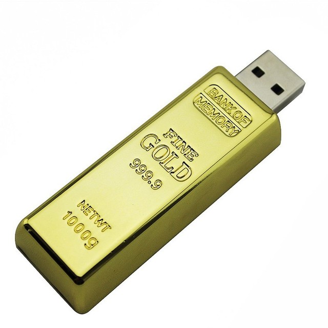 New Data Loading Metal Gold Bar USB 2.0 Flash Drive with Encryption and 1-Year Warranty