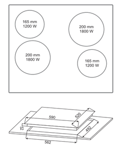 Placa Vitrocerámica Empotrable de 4 Quemadores con Certificación CE/GS, Tamaño de Corte 560x490mm, Modo Dual (Empotrable), Uso Doméstico, 6000W - Product Image 4