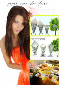 Thời trang gói- hình dạng con chip khoai tây đông lạnh khoai tây chiên giấy hình nón với nước sốt chứa - Product Image 4