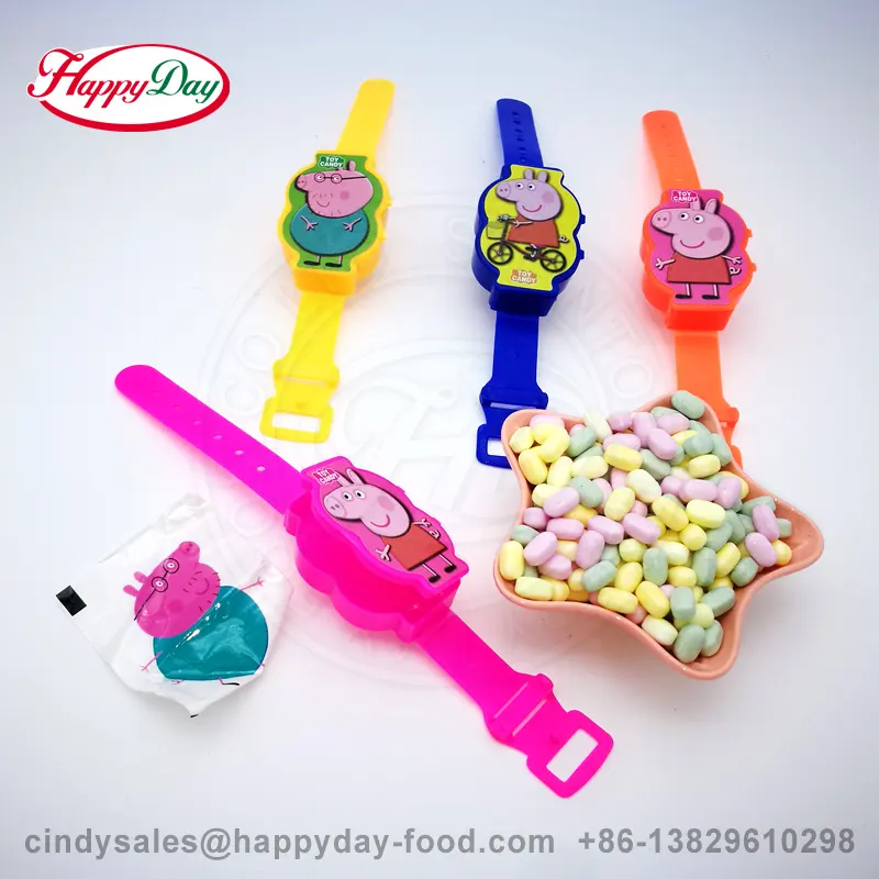 Happyday divertente maiale orologio giocattolo con anello di caramelle di frutta sapore di multi colore