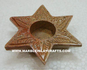 Soapstone Star Shape <b>Candle</b> Holders - Product Image 1