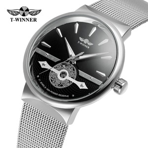 Montre de luxe T-WINNER Noble Top Fashion pour homme, bracelet <span class=keywords><strong>en</strong></span> acier inoxydable, automatique, analogique, alarme, résistante à l'eau - Product Image 5