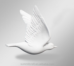 Reçine 2D beyaz kuş duvar sanatı heykel uçan kuş duvar dekorasyon - Product Image 6