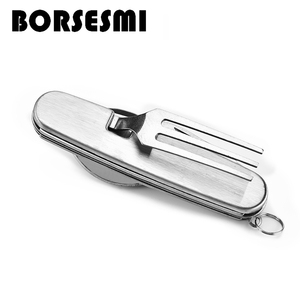 Nouveau gros Camping couteau fourchette cuillère ensemble en acier inoxydable multi-fonction pliant <span class=keywords><strong>couverts</strong></span> ensemble <span class=keywords><strong>3</strong></span> en 1 pique-nique vaisselle extérieure - Product Image 5