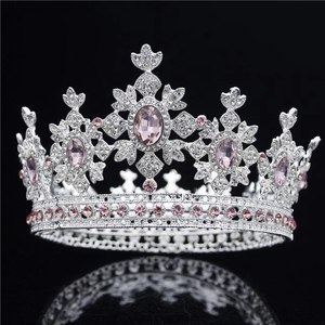 Plata Europa barroco Real Corona redonda completa Vintage Metal Tiara oro ganador desfile reina <span class=keywords><strong>coronas</strong></span> - Product Image 3