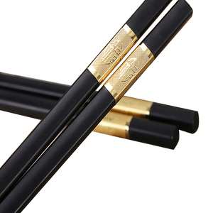 Custom logo black chinese alloy plastic wedding chopsticks wholesale metal reusable children sushi packaging chopsticks gift