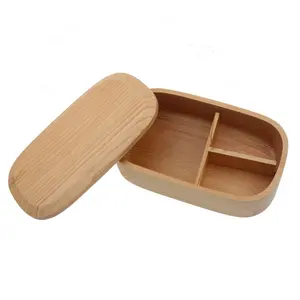 Bento Box de Sushi de madera rectangular, caja clásica hecha a mano de estilo japonés