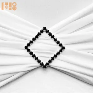 Black rhinestone square chair sash buckle for wedding chair covers