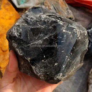 Toptan siyah obsidyen işlenmemiş taş s yarı değerli işlenmemiş taş