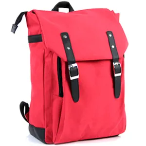 Rojo 600D calidad de cuero de mochila de la Universidad bolsas de Ordenador Portátil Bolsa de la escuela