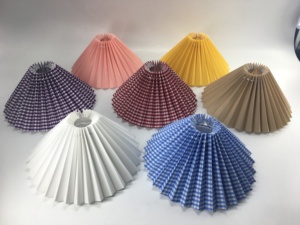 Accessori per Illuminazione Paralume <span class=keywords><strong>Vintage</strong></span> a Forma di Coltello con Griglia Stampata in Tessuto per Lampada da Tavolo Paralume Plissettato - Product Image 5