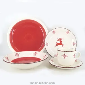 wholesale ceramic Christmas design 20PCS hand painted dinnerware use