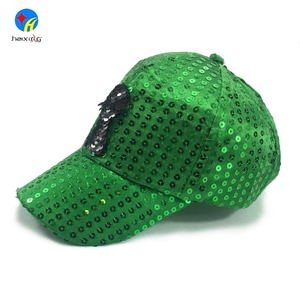 Least wholesale fashion 6 panel plain green sequins baseball cap - Product Image 3