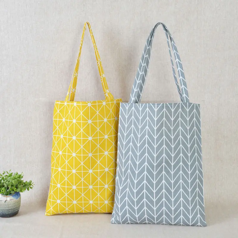 Cotton Bag Tote Bag Fashion Durable Linen Custom Printing Duffle Shoulder Foldable Cotton Canvas Shopping Tote Bags For Women