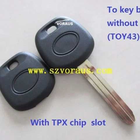 new uncut To transponder key shell blank without logo (TOY43, With TPX chip slot )