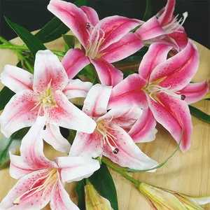 ธุรกิจขายส่งตกแต่งดอกไม้ Lillies ประดิษฐ์ดอกไม้ผนังสันติภาพ Lily Plant Lily ดอกไม้