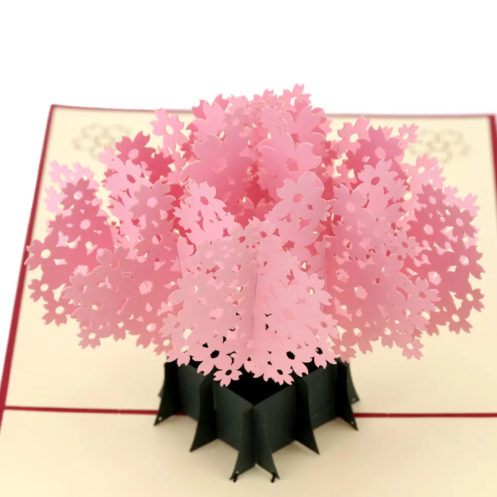 Sakura ออกแบบงานแต่งงานการ์ดเชิญการ์ด3D Handmade คริสต์มาสปีใหม่โปสการ์ด Pop Up พับ Kirigami ซองจดหมาย