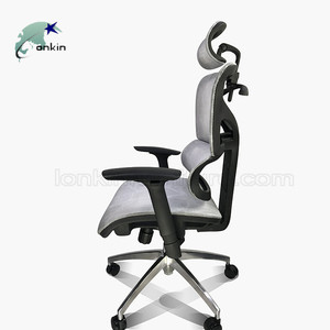 <span class=keywords><strong>Chaise</strong></span> de bureau <span class=keywords><strong>pivotante</strong></span> en maille à dossier haut de gamme <span class=keywords><strong>grise</strong></span> moderne avec appui-tête, hauteur réglable, mécanisme papillon - Product Image 3
