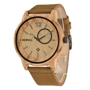 Fashion Brown Leather Band Customize Your Own Logo Wooden Watch