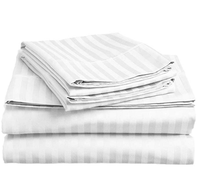Ensemble de draps de lit en microfibre brossée résistante à la décoloration hypoallergénique 4 pièces rayé Queen