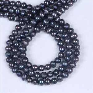 6-7mm teñido color negro perlas de agua dulce al por mayor - Product Image 4