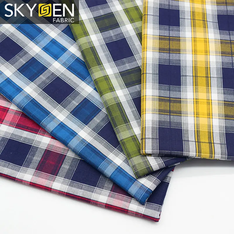 Ready Stock Yarn Dyed Tartan Check Shirt Cloth 100% Cotton Fabric