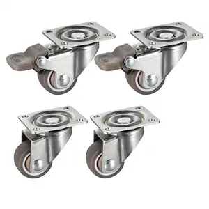 Thấp Hồ Sơ Càng Bánh Xe Wheels Mềm Cao Su Xoay Caster với 360 Độ Tấm Hàng Đầu 100 lb