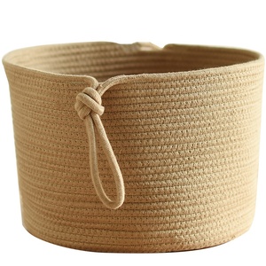 QJMAX Simple Handmade Cotton Rope Storage Basket For Dirty Clothes Sundries
