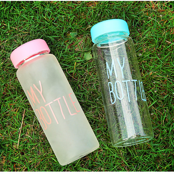 430ml Top Seller Borosilicate Glass Sport My Bottle Water Bottle With Plastic Lid