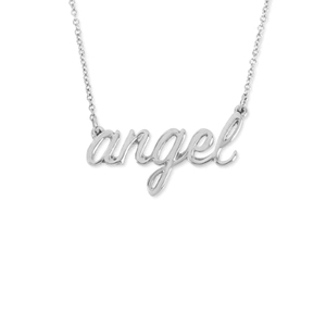 Collar con colgante de Ángel de palabra cursiva personalizado, collar con nombre de acero inoxidable a la moda para regalos - Product Image 3